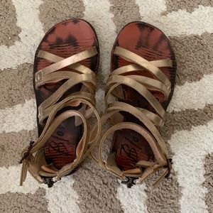 Blowfish brand rose gold strappy sandals